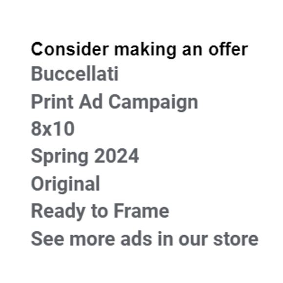 Buccellati Print Ad Campaign Spring 2024 8x10 Ready to Frame Original Magazine - Picture 2 of 5